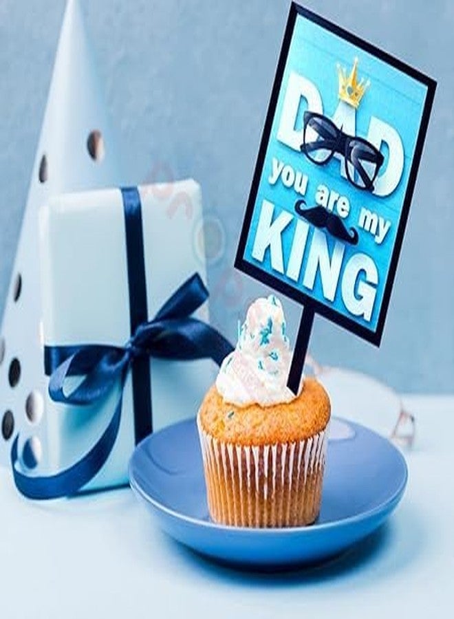 BRIJBAZAAR Dad You Are my King Cake Topper Father Day Birthday Papa Theme Pack of 1 Blue Cake Decoration item - Image 3